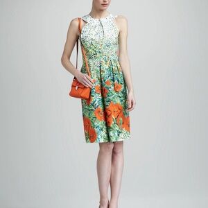 Milly Floral Mini Dress - Green and Red